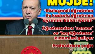 Erdoğan'dan öğretmenlere müjde
