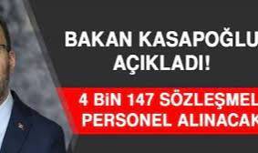 Bakan Kasapoğlu duyurdu! 4 bin 147 sözleşmeli personel alınacak