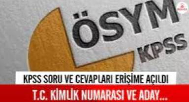 KPSS soru ve cevapları erişime açıldı: T.C. kimlik numarası ve aday...