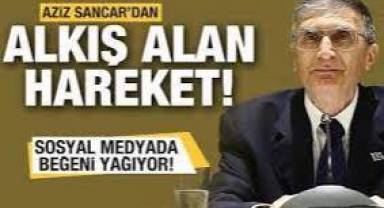 Nobel ödüllü Aziz Sancar'dan alkışlanacak hareket! Tişörtüyle verdiği poza beğeni yağdı