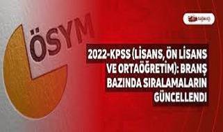 2022 KPSS (Lisans, Ön Lisans ve Ortaöğretim): Branş bazında sıralamalar güncellendi