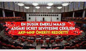 en düşük emekli maaşı asgari ücrete yükseltilsin teklifini AKP ve MHP reddetti