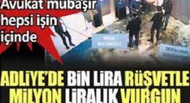Adliye'de bin lira rüşvetle milyon liralık vurgun. Avukat mübaşir hepsi işin içinde