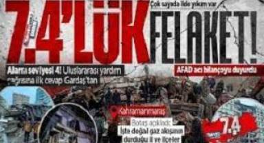 Başımız sağ olsun. Kahramanmaraş merkezli 10 ili etkileyen 7.4 büyüklüğünde yıkıcı deprem