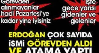 Erdoğan çok sayıda ismi görevden aldı