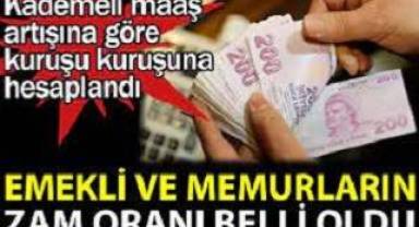 Emekli ve memurların zam oranı belli oldu. Kademeli maaş artışına göre kuruşu kuruşuna hesaplandı