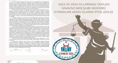 2022 ve 2023 Yıllarında Yapılan Sınavsız MEB Şube Müdürü Atamaları Kesin Olarak İptal Edildi