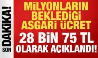 2026 asgari ücreti 28 bin 75 TL oldu