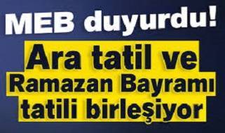 MEB ikinci dönem takvimini açıkladı: Ara tatil bayramla birleşiyor