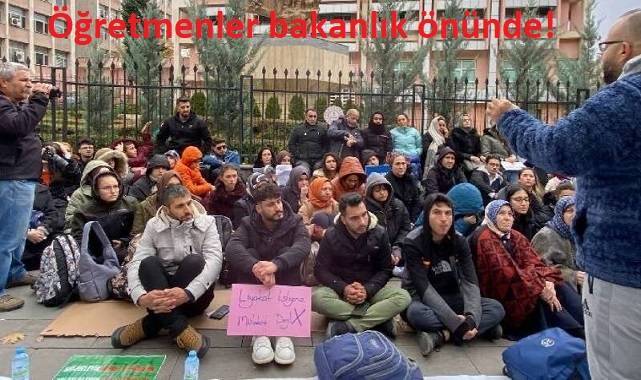 Öğretmenler MEB önünde eylemde