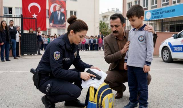 7 yaşındaki öğrencinin çantasından tabanca çıktı