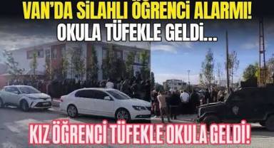 Kız öğrenci okula pompalı tüfekle geldi