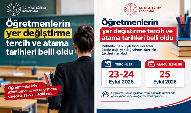Öğretmenlerin yer değiştirme tercih ve atama tarihleri belli oldu