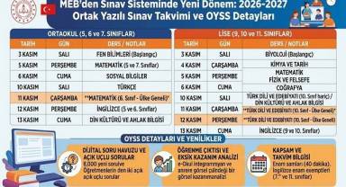MEB’den Sınav Sisteminde Yeni Dönem: 2026-2027 Ortak Yazılı Sınav Takvimi ve OYSS Detayları