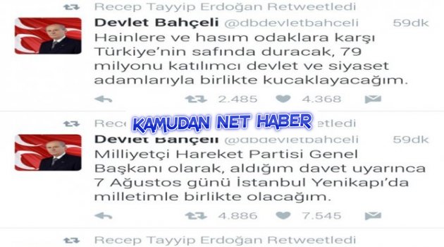Cumhurbaşkanı, Bahçeli'nin Mesajlarını Retweetledi