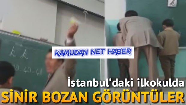 İlkokulda küçük öğrencilere hakaret ve şiddet kamerada
